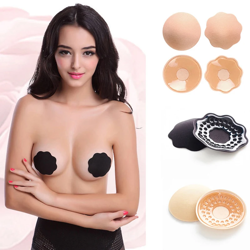 

2 Pairs Women Reusable Adhesive Nipple Covers Invisible Breathable Silicone Cover FS99
