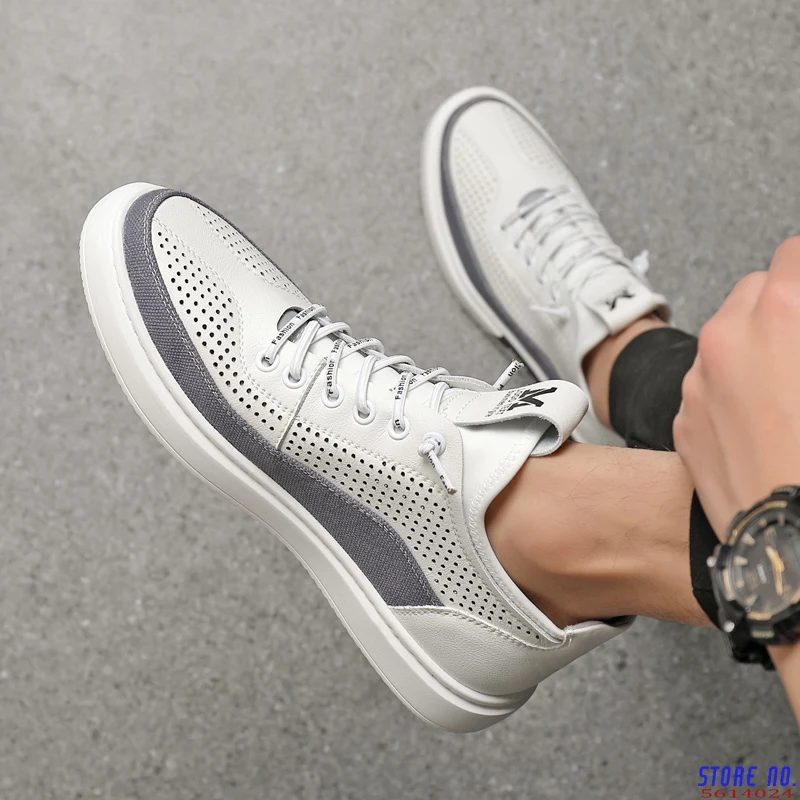 

Hollow / Normal White Black Men Summer Sneaker Spring Leather Casual Men Footwear Office Daily Outdoor Man Loafers