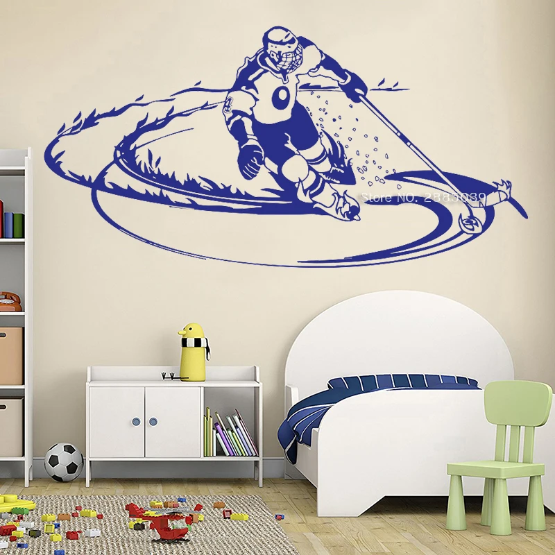 Hockey Winter Sport Decals Cool Wall Vinyl Decal Decor Ice Sticker For Kids Room Poster Home Decoration LC1447 | Дом и сад