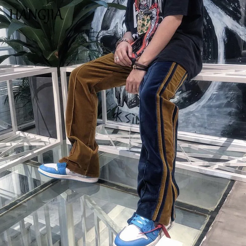 Велюровые тренировочные брюки для мужчин и женщин мужские Модные бархатные в