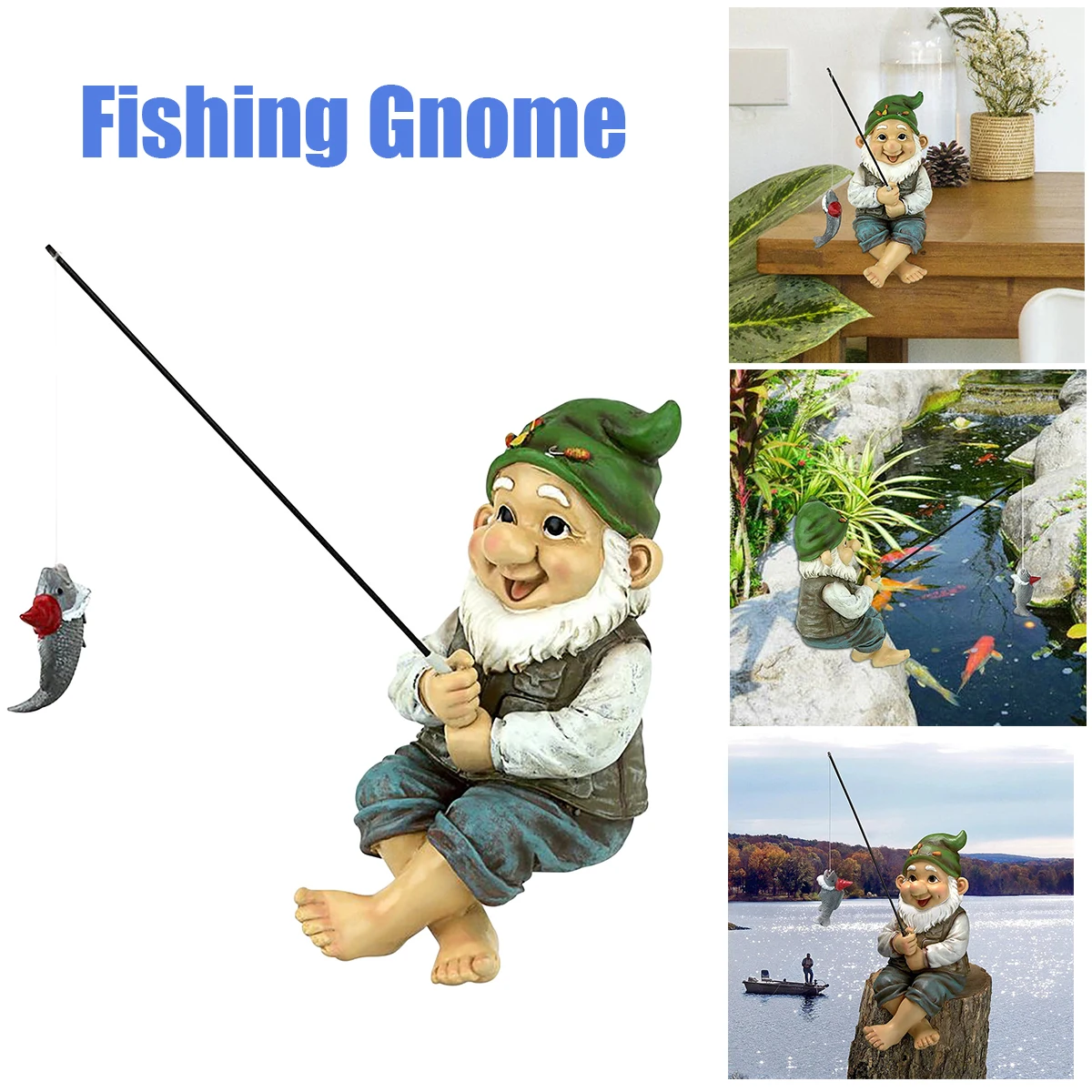 Рыболовная гнома уличная садовая сиделка забавные гномы газон из смолы