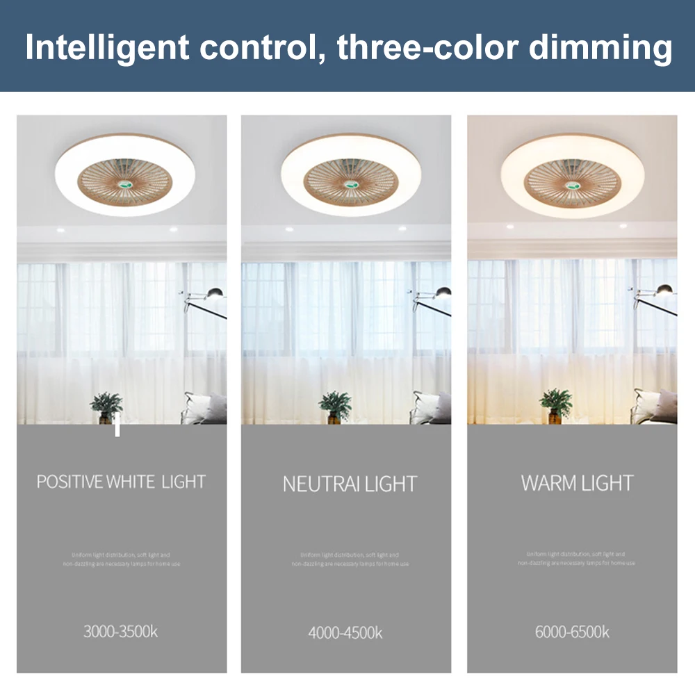 Control remoto ventilador de techo LED de luz ajustable velocidad del viento regulable 36W LED moderno Luz de techo para sala de estar dormitorio