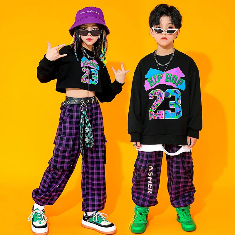 

Boys Hip Hop Children Dance Set Girls Jazz Performance Pant Sweatshirt Children's Sets Tracksuits Sports Suits for Kids Costumes