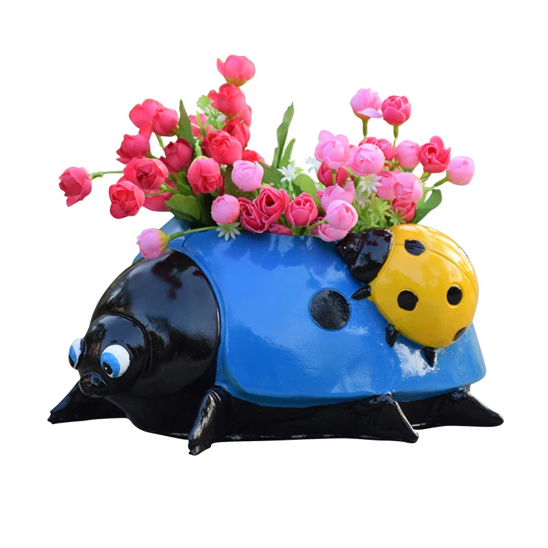

Metal Ldybug Flower Pot Mini Animal Ladybugs Desktop Ornament Colorful Decorative Outdoor Garden Yard Lawn Decor EJ