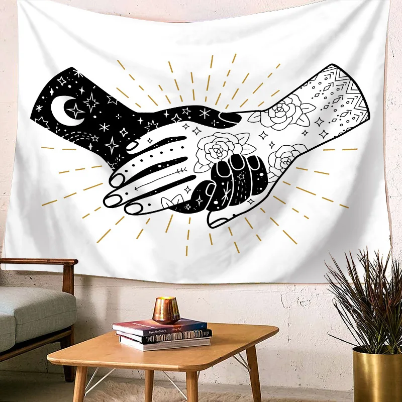 

Black and White Boho Tapestry Wall Decor Hippie Tapestry Backdrop Dorm Decor Tarot Tapestry Wall Hanging Habitacion Decoration