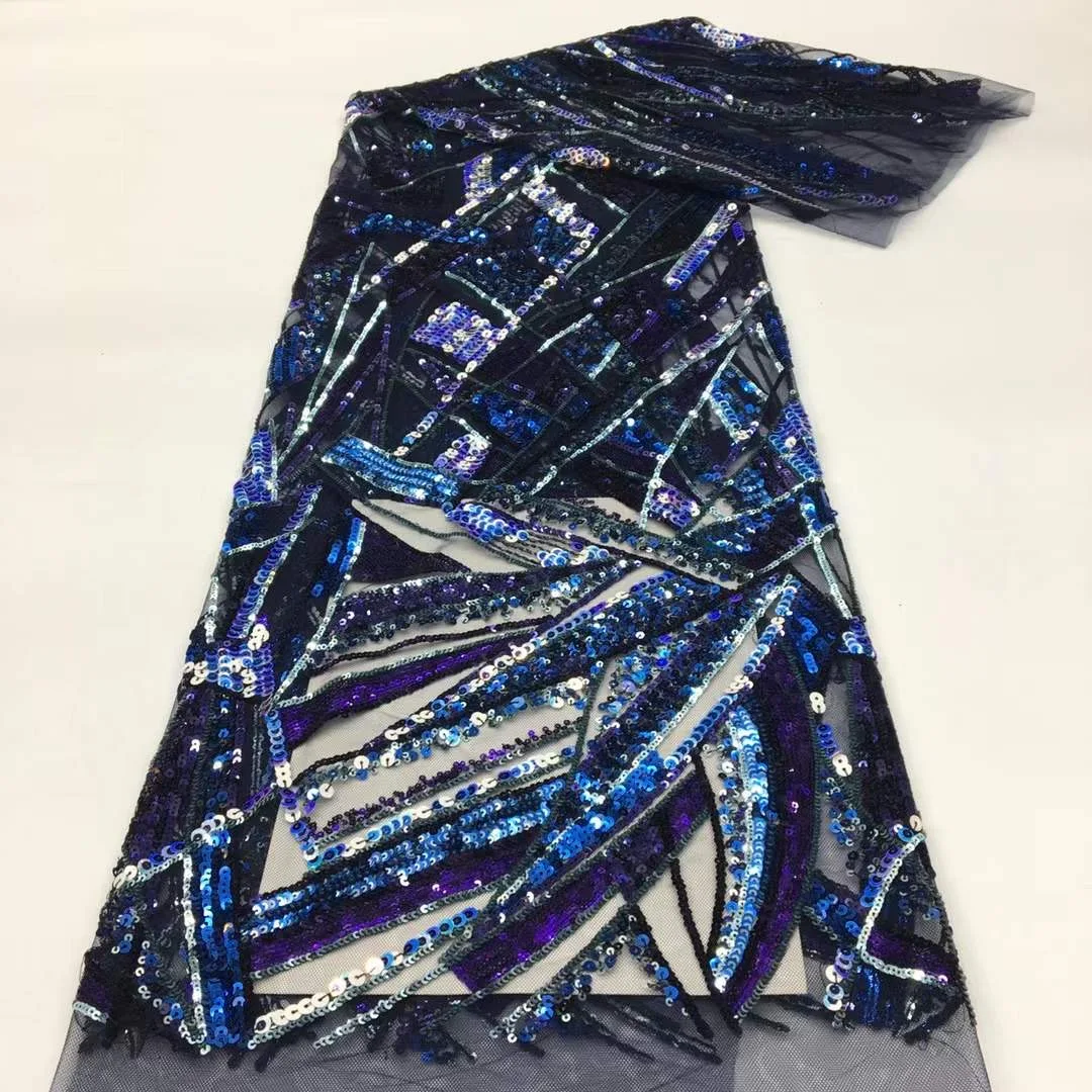 

Latest African Lace Fabric 2021 High Quality African French Net Laces With Sequins Embroidery Tulle Lace For Dresses