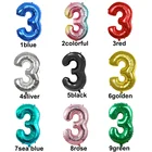 32-дюймовые цифры-шары, 3-значные шары, три зеленых шара, синяя фигурка, 3-й день рождения, большие красные, розовые, золотые, черные, Красочные