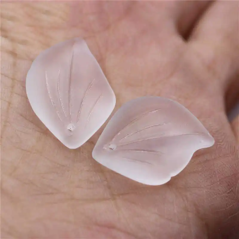 

New High Quality 17x27mm Glass Feather Leaf Pendant Frosted Bead DIY Jewelry Accessories 50PCS Wholesale