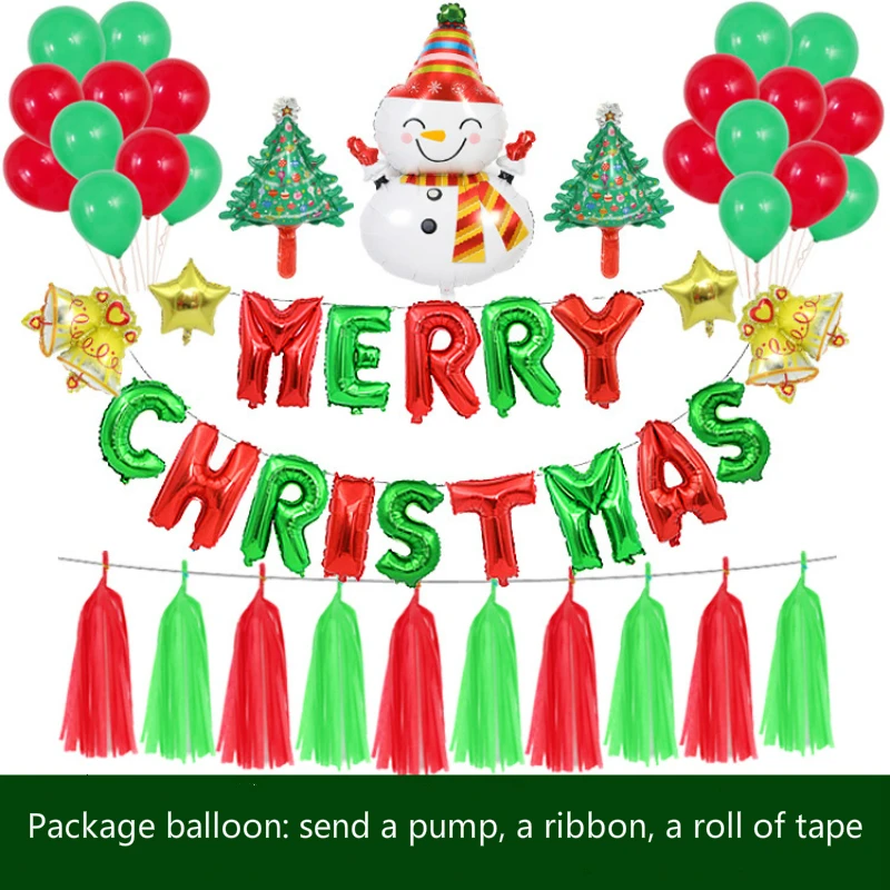 30 Merry Christmas party hotel mall Christmas birthday party celebration decoration Christmas balloon set balloon - Цвет: 30