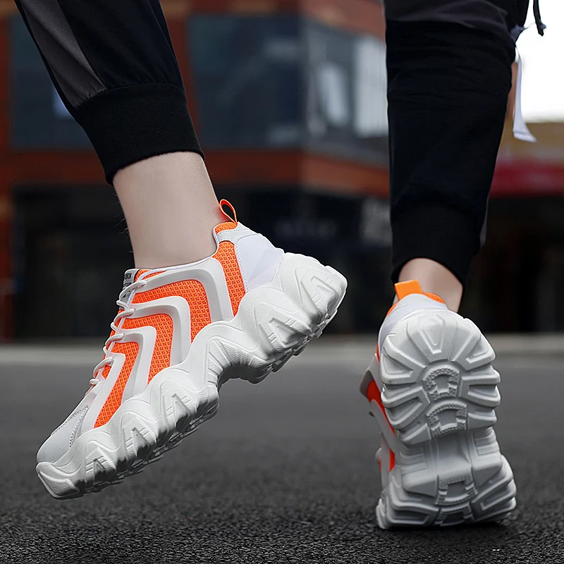 Модные мужские кроссовки для бега новинка Папины дышащая сетчатая мужская обувь