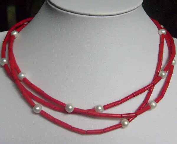 Красный коралловый белый натуральный жемчуг витое ожерелье-чокер ожерелье