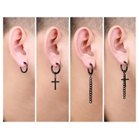hmes 1pcs new punk earrings men cross black ear studs non perforated earrings women fashion rock party earrings gifts