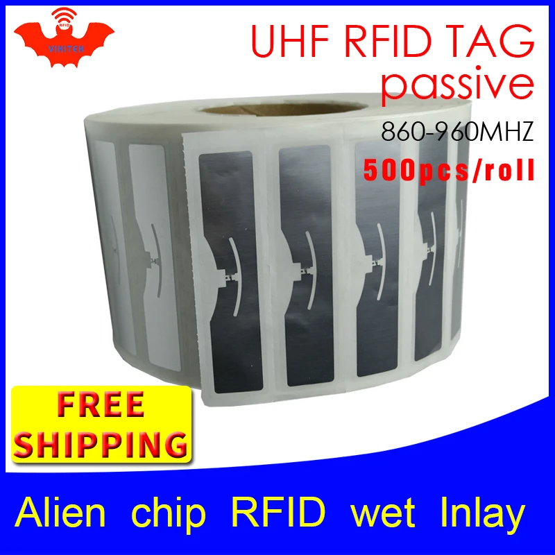 

RFID-метка, UHF, наклейка Alien9654-9954EPC 6C, влажная инкрустация, 915-868mhz860-960MHZ Higgs9, 500 шт., бесплатная доставка, клейкая Пассивная RFID-метка