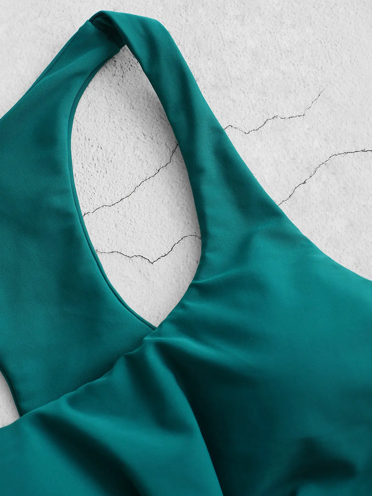 Женский купальник-бикини ZAFUL однотонный топ с глубоким вырезом и съемной