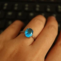 vintage blue cz rings for women vintage retro crystal stone ring classic cubic zirconia rings female jewelry gift