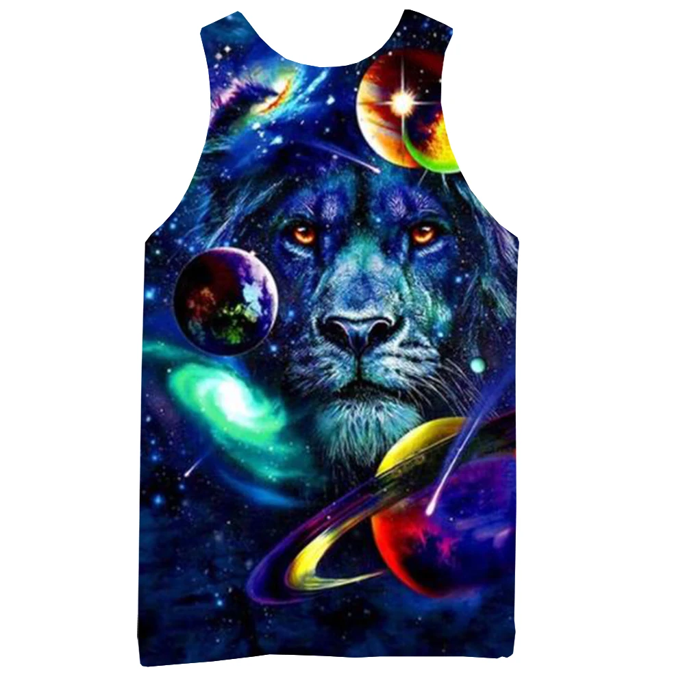 Майка мужская с 3D-принтом крутая безрукавка рисунком Львов жилет графическим