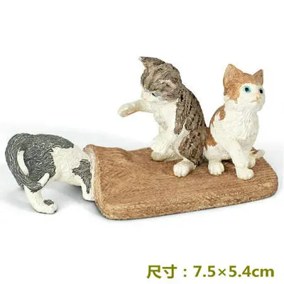 3 playing kittens Настоящий зоопарк, джунгли, Животные фермы, модель серии 2, петух, коза, утка, Выдра, детские развивающие игрушки для детей, подарок - Цвет: 3 playing kittens