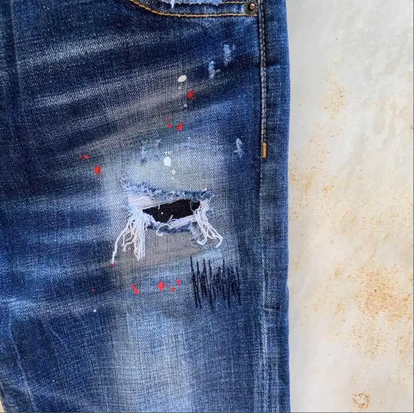 2021 blue pants classic,Authentic DSQUARED2,Retro,Italian brand ,Women/Men Jeans,locomotive,Jogging jeans,DSQ002