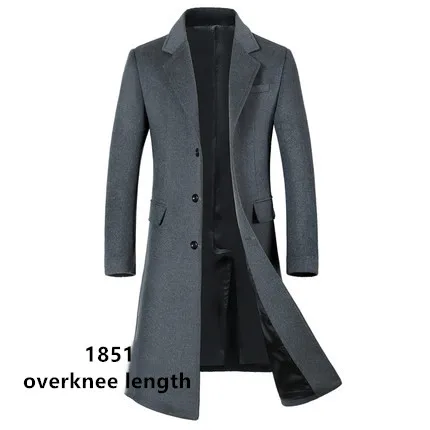 1581overknee length Мужское шерстяное пальто, Осень-зима, новое деловое повседневное шерстяное пальто, однобортный длинный Тренч, шерстяное пальто выше колена, твидовое пальто - Цвет: 1581overknee length