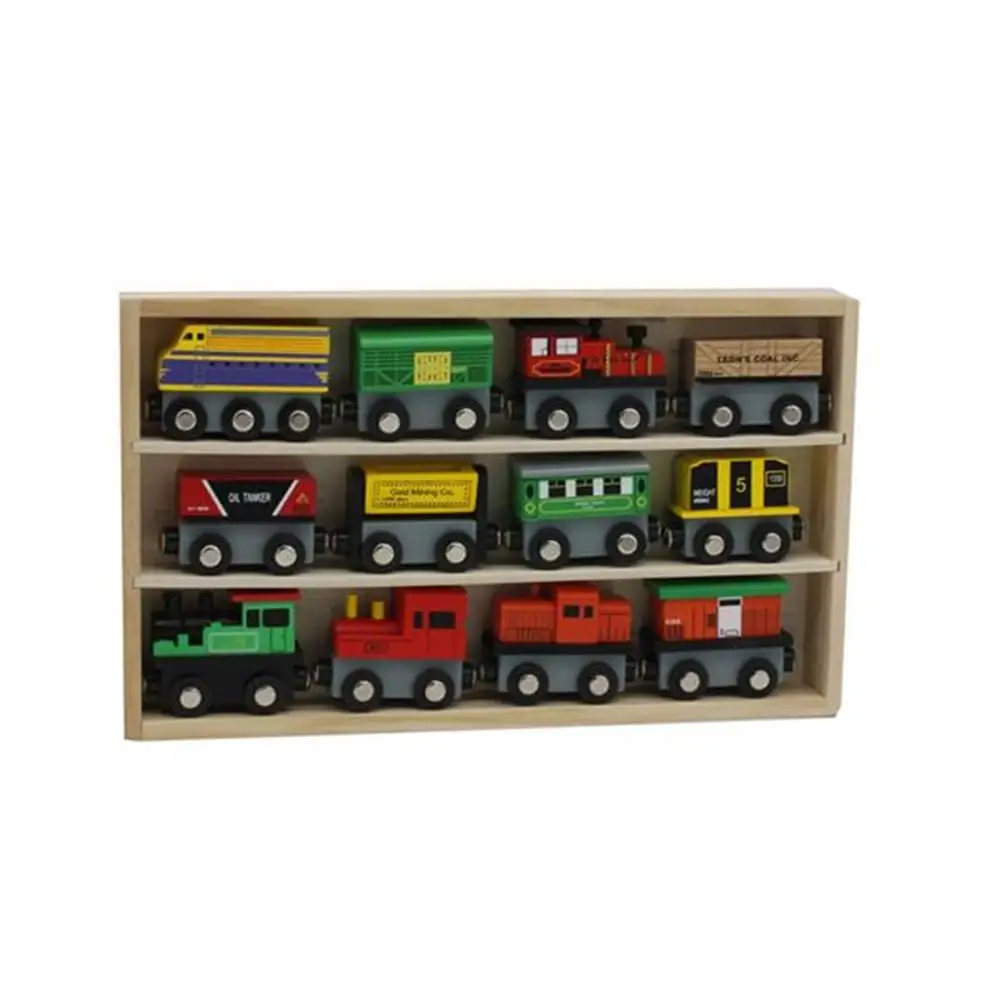 

12pieces Wooden Magnetic Train Cars Display Frame Toys Set Kids Gift