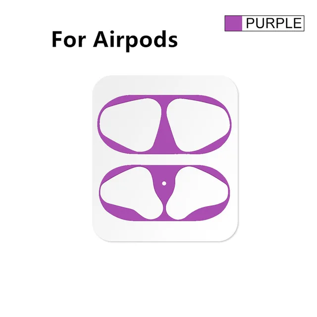purple for airpods Ультра тонкая кожа для AirPod металлическая защита от пыли для Apple AirPods Bluetooth наушники зарядный ящик беспроводные наушники пылезащитный чехол - Цвет: purple for airpods
