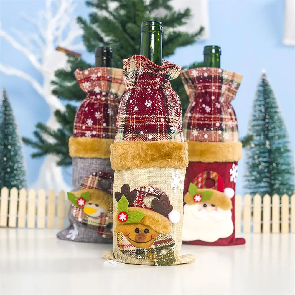 Рождественская крышка бутылки вина Санта Снеговик свитер праздник шампанское
