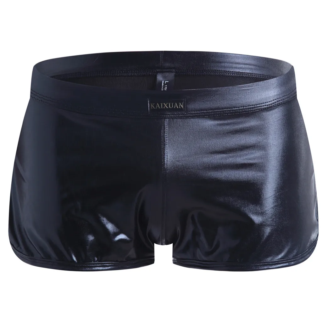 

Mens Faux Leather Underwear Boxer Solid Color Underpants Breathable Sexy Boxershorts Underwear Mens Boxer Homme Cueca Masculina