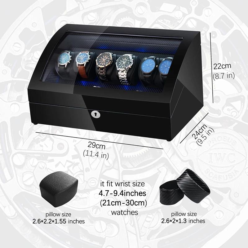 Watch Winder Shaker Box Case Storage Display Automatic Wooden Three Motors 12 Slots Watch Winder Rotation Organizer Holder Piano