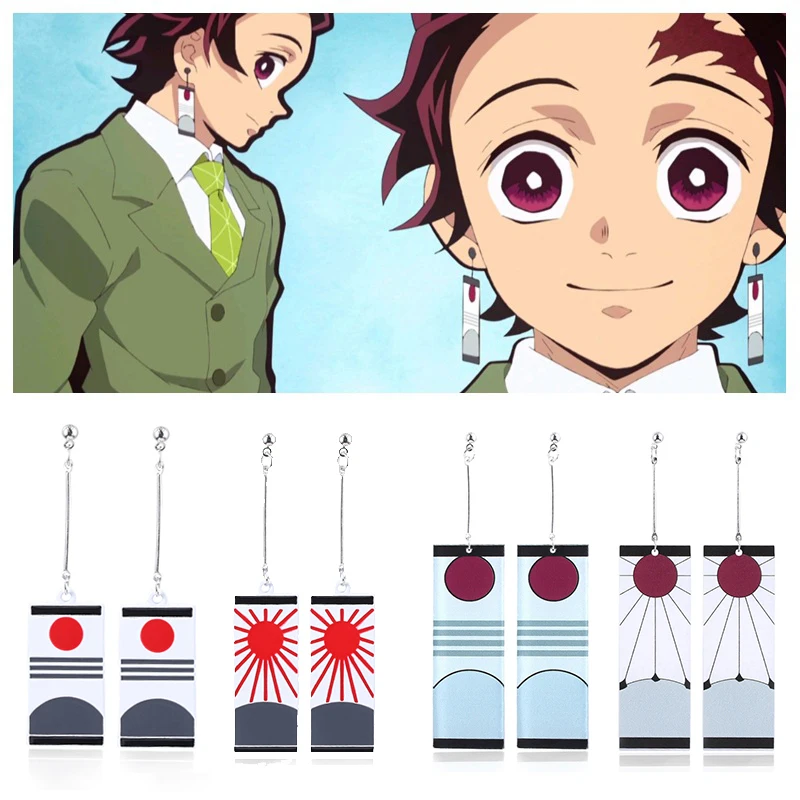 Серьги подвески для косплея Kamado Tanjirou серьги гвоздики мужчин и женщин аксессуары