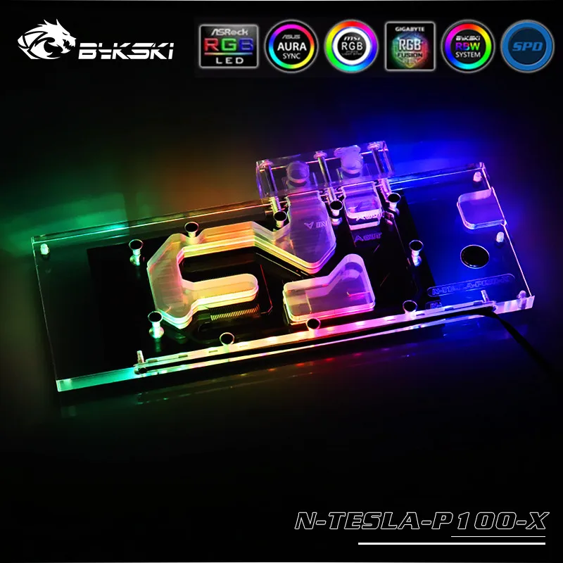 Водяной блок Bykski с полным покрытием графического процессора для VGA TELSA P100