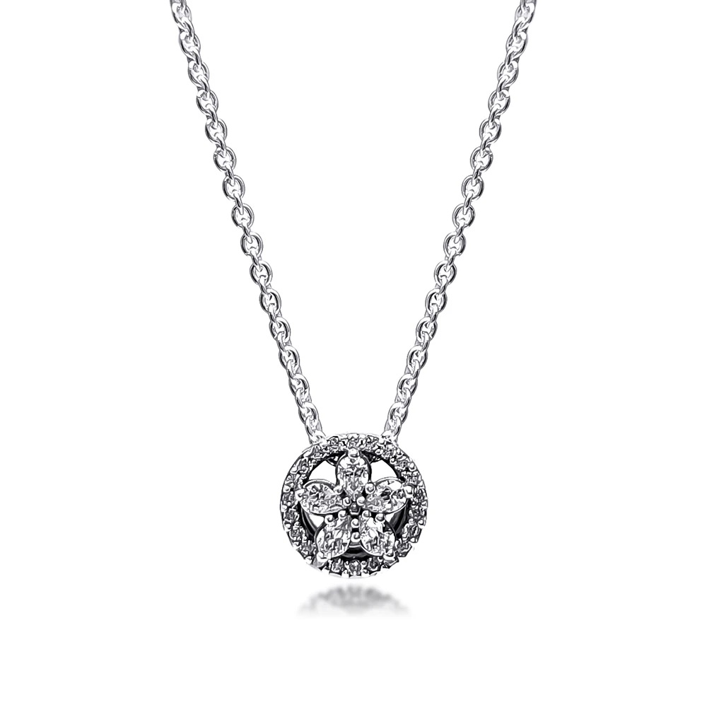 

Аутентичные 925 стерлингового серебра Сверкающие Снежинки колье ожерелья для женщин Серебряный кулон ожерелье ювелирных изделий Pendentif