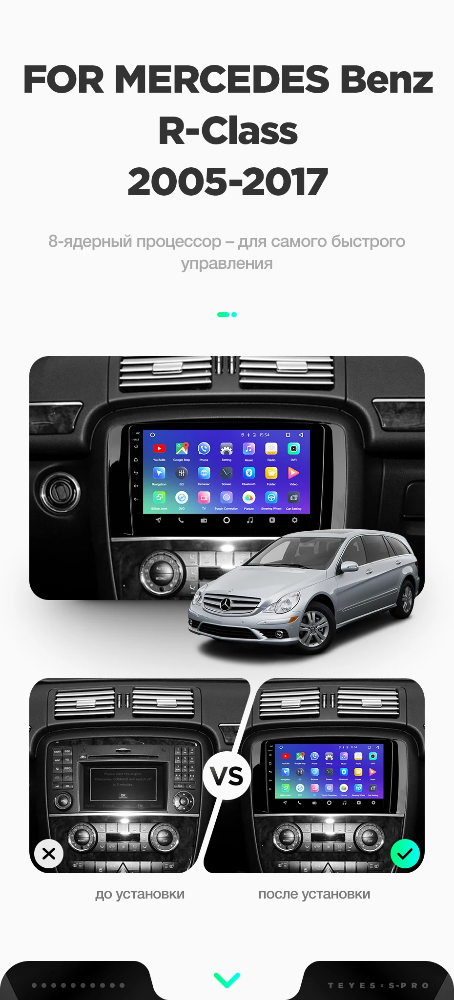 TEYES SPRO Штатная магнитола для Мерседес R-класс W251 Mercedes-Benz R-Class W251 R300 R320 Android 8.1, до 8-ЯДЕР, до 4+ 64ГБ 32EQ+ DSP 2DIN автомагнитола 2 DIN DVD GPS мультимедиа автомобиля головное устройство