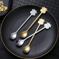 creative stainless steel spoon branch bull head spoon coffee spoon christmas gifts kitchen accessories tableware decoration
