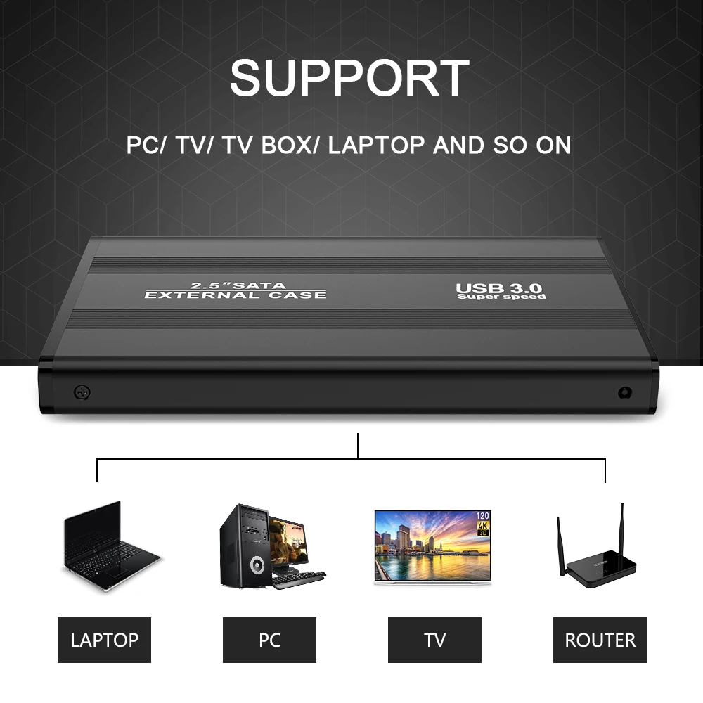 

Rocketek HDD Case Aluminum 2.5 inch SATA to USB 3.0 SSD Adapter Hard Disk Drive Box External Enclosure for Notebook Desktop PC