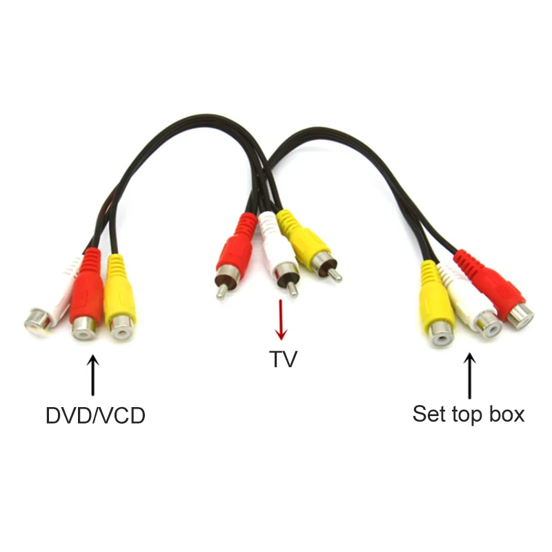 3RCA Штекерный разъем на 6RCA кабели женский сплиттер Аудио Видео высокое качество AV