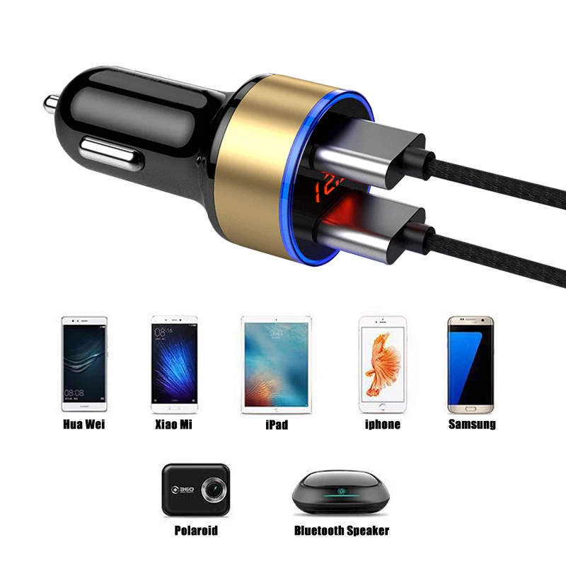 Автомобильная зажигалка, USB зарядное устройство, быстрое автомобильное зарядное устройство, адаптер питания, 2 порта, ЖК-дисплей, 12-24 В, 3.1A, прикуриватель, автомобильный стиль
