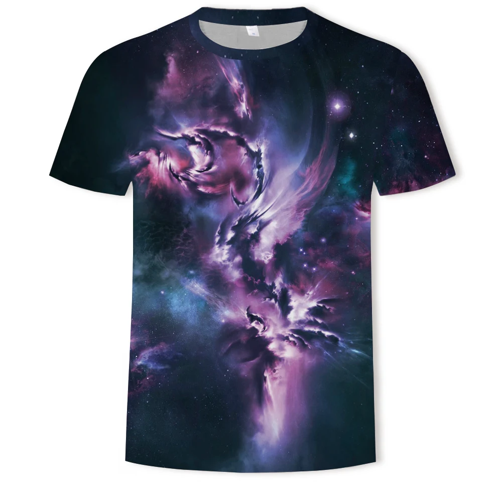 

Hot-selling men's 3DT shirts in summer, starry sky, 3D digital printing, popular T-shirts for handsome men and beautiful women
