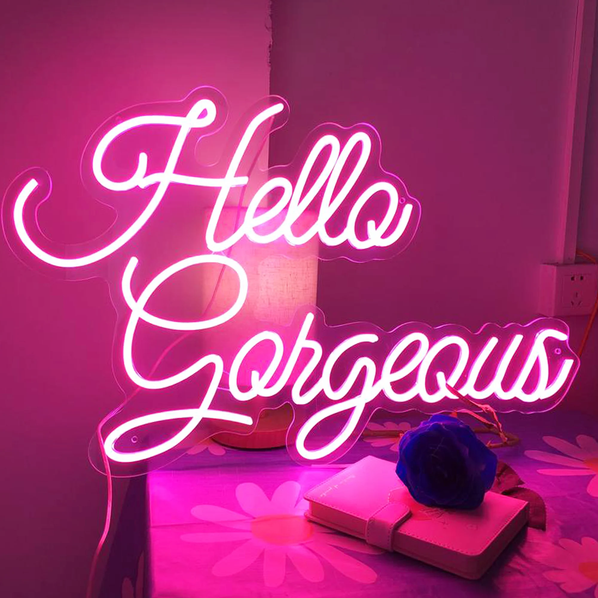 Most Popular Custom Led Flex Neon Sign Hello Gorgeous For Art Bar Pub Club Wall Hanging Flexible Lighting Sign Decoration