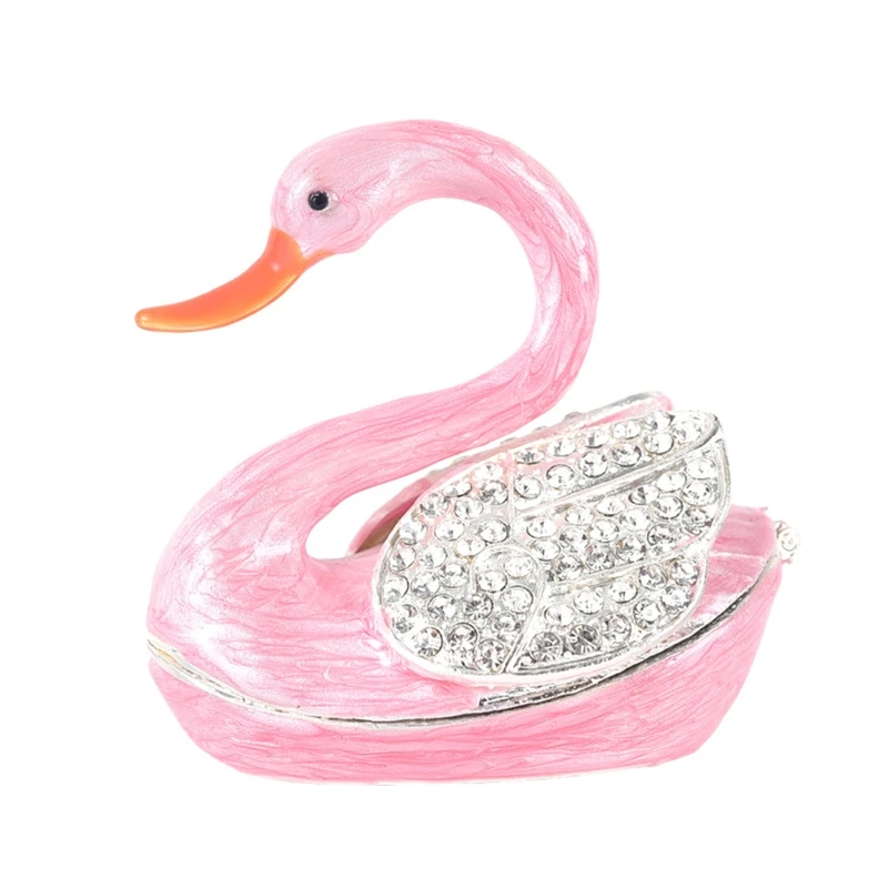 

Hand Painted Decorative Hinged Jewelry Trinket Box Mini Swan Jewelry Box Gift Home Decor Best Ornament Your Collection T8DE