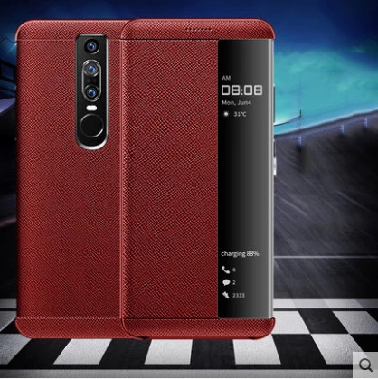 Красный Роскошный чехол из натуральной кожи для huawei mate RS с окошком для экрана, умный флип-чехол для huawei mate RS Porsche, дизайнерский чехол - Цвет: Красный