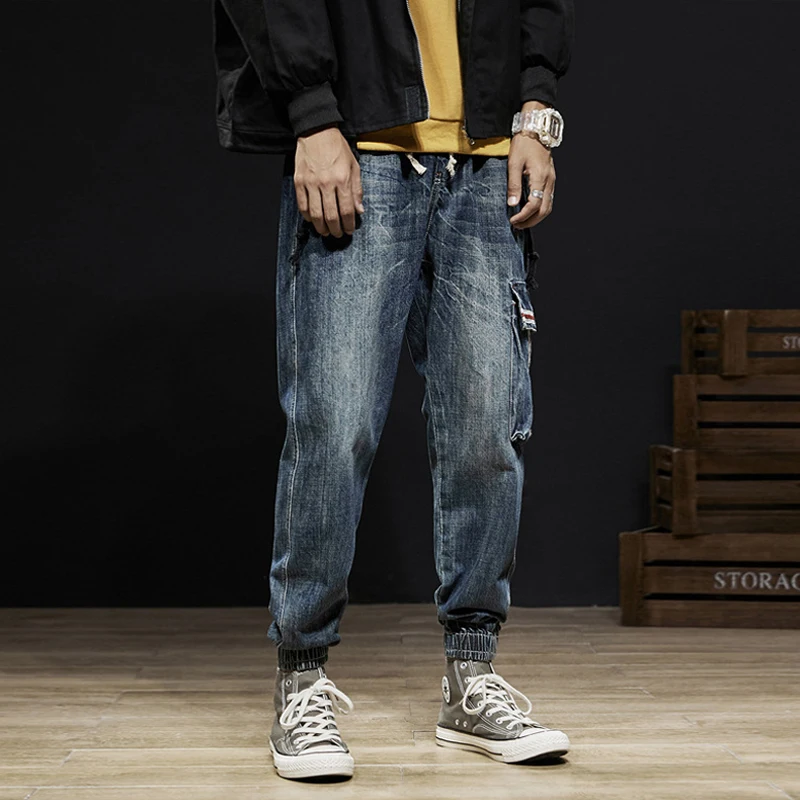 Джинсы-карго мужские свободного покроя модные брюки-султанки в японском