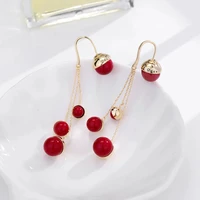 long tassel earrings elegant artificial pearl eardrops retro korean style women earrings party wedding jewelry accessory e026