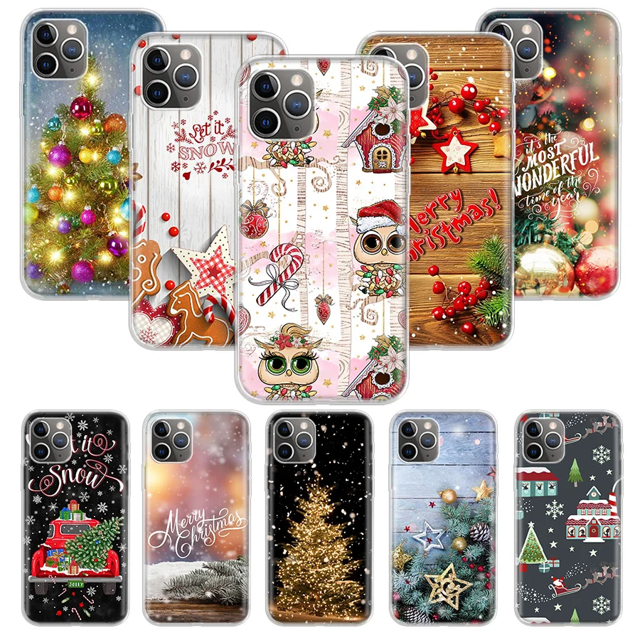 

Merry Christmas Tree Phone Case For iPhone 11 12 13 Pro Max 13 Mini XR X XS Max 7 8 6 6S Plus Silicone Back Cover Funda Capa