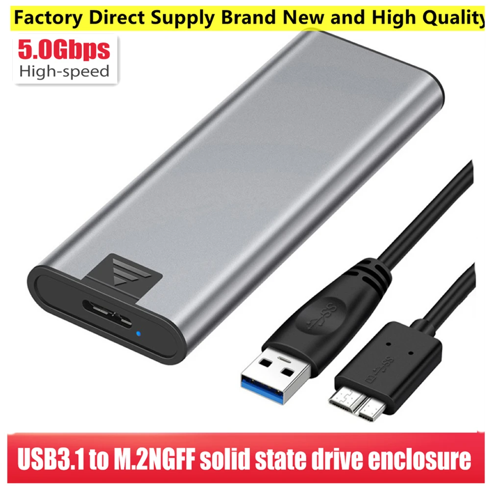 

USB 3.1 Type-C To M.2 NGFF SSD Enclosure Hard Disk Box Aluminum Alloy 5Gbps High Speed Transmission 6TB Hard Drive External