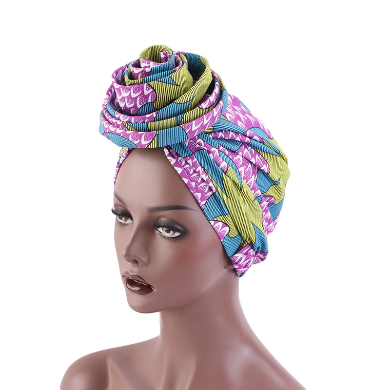 

African Print Women Headwear Cap Stretch Bandana Head Wrap Long Scarf satin Floral Ankara Dashiki Party Turban Hair Accessories
