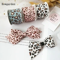 kewgarden leopard fabric ribbon 1 1 12 25mm 38mm handmade tape crafts diy hair bow tie make sewing accessories 10 yards
