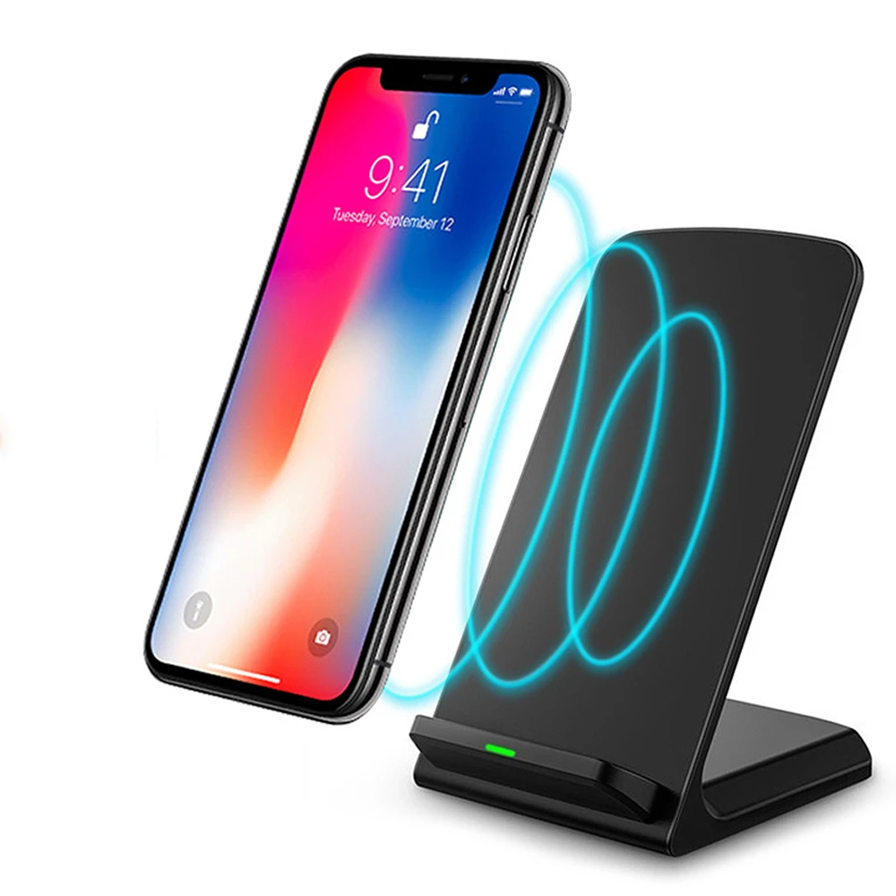 

10W QI Wireless Charger 2-Coils Stand 5V/2A & 9V/1.67A Quick Charge 2.0 Fast Charging For Samsung S10 S7 S8 S9 IPhone 8 10 X XR