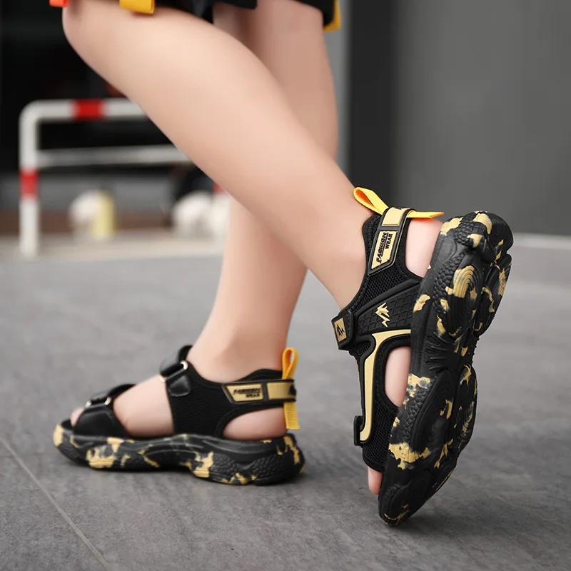 Сандалии Детские сетчатые на липучке дышащие кроссовки модная повседневная