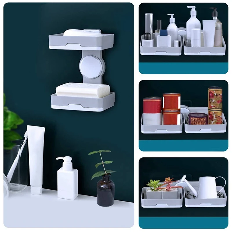 

Promotion! Soap Holder Shower Soap Dish Adhesive Double Layer Sponge Holder for Shower Bathroom
