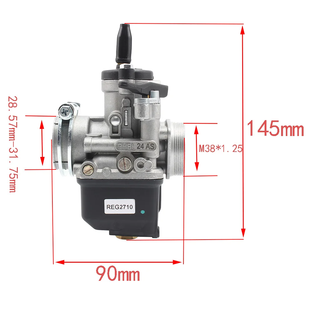 

Motorcycle PHBL Carburetor 24mm Carburetor Dellorto PHBL 24AS 4T(A) R2710 For 50-250cc ATV Dirt Racing Bike Universal